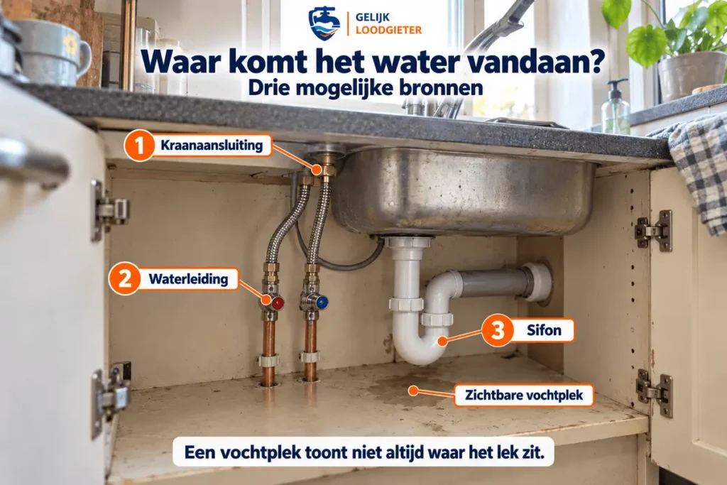 Lekkagebronnen onder gootsteen